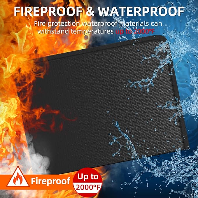 Fireproof Accordion File Organizer, Expanding File Folder with 13 Pockets | Portable Document Organizer with Waterproof Zipper & Labels, File Organizer for Important Document/Paper Storage, Black