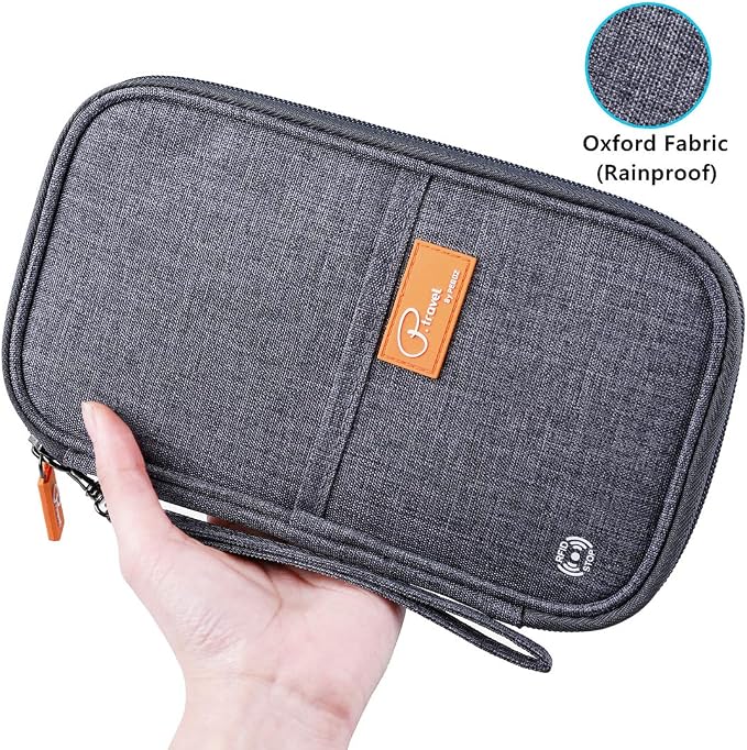 VanFn RFID Travel Passport Wallet, Family Passport Holder, Trip Document Organizer P.Travel Series (Grey)