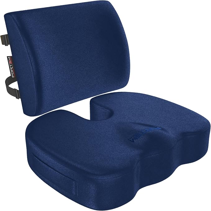 FORTEM Seat Cushion, Office Chair Cushion, Lumbar Support Pillow for Office Chair, Memory Foam Car Seat Cushions, Sciatica Coccyx Tailbone Pain Relief, Cushions for Back Support, Washable, Non Slip XL