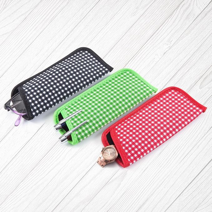 TRIUMPH VISION Reading Glasses Pouch Eyeglass Sleeve Soft Case Slim 3 Pack | Alternative to Bulky Case Lightweight，Neoprene Lined Padded Protect Optical lens Slip in, Cute Pattern Portable for Daily Use