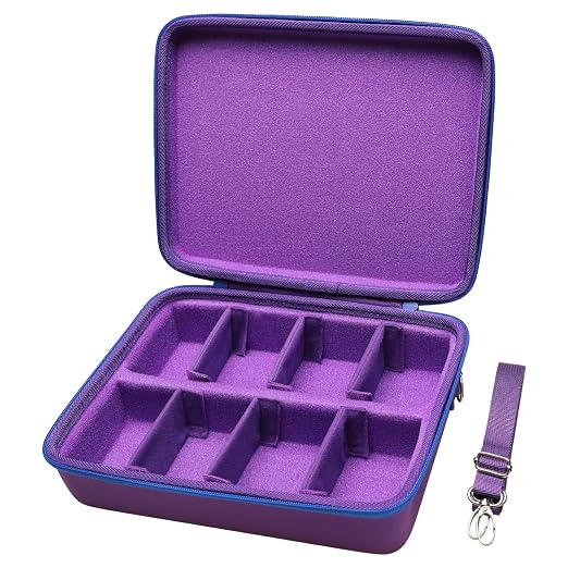 LTGEM Card Game Case Compatible with Cards Against Humanity/Magic the Gathering/UNO/Pokemen/Baseball/Football Cards 2500+, Trading Card Storage Box with 6 Dividers and Shoulder Strap, Purple