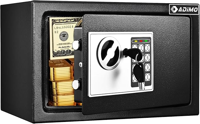 Safe Box for College Dorm Room with Fireproof Waterproof Bag, Money Safe with Keys & Pass Code & Wall Mount Kits, Hidden Home Safe for Money, Jewelry, and Documents-0.5 Cubic Feet