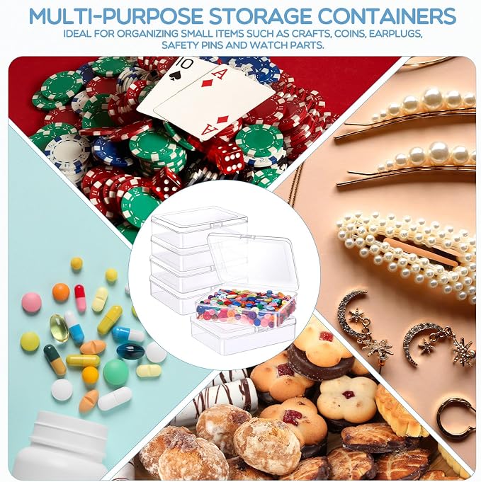 Jetec 30 Pieces Mini Plastic Clear Beads Storage Containers Box for Collecting Small Items, Beads, Jewelry, Business Cards, Game Pieces, Crafts (5 x 4 x 1.3 Inch)