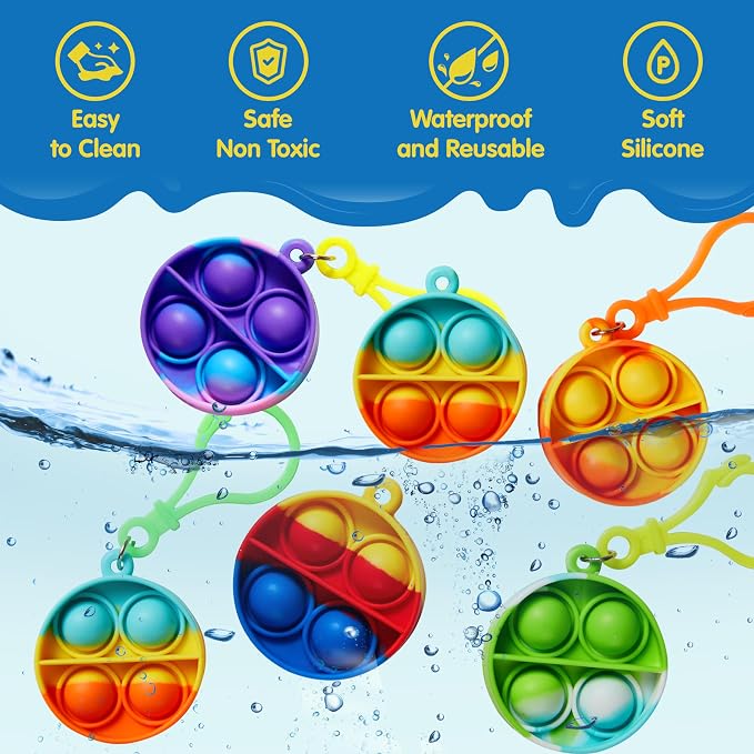 JOYIN Round Pop Fidget Keychain 90 Pack Pop Fidget Toys Bulk Party Favors for Kids 4-8,8-12 Years, Birthday Goodie Bags Stuffers Back to School Gifts for Students Classroom Prizes Sensory Toys