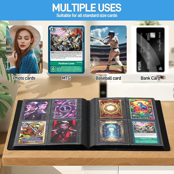 Card Binder, Upgraded 4 Pockets Trading Card Collection Binder for Cards, 160 Pockets Mini Card Book Holder Album - Black