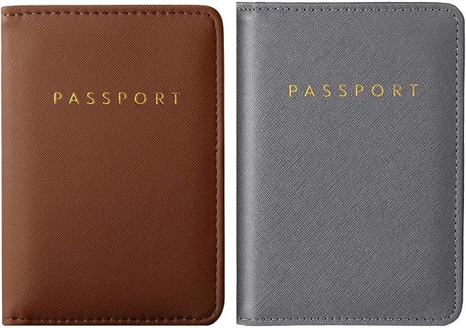 2 Pcs Passport Cover Holder for Travel Waterproof Leather Passport Wallet Case Book Travel Cruise Essentials for Women Men | 2 Pieces