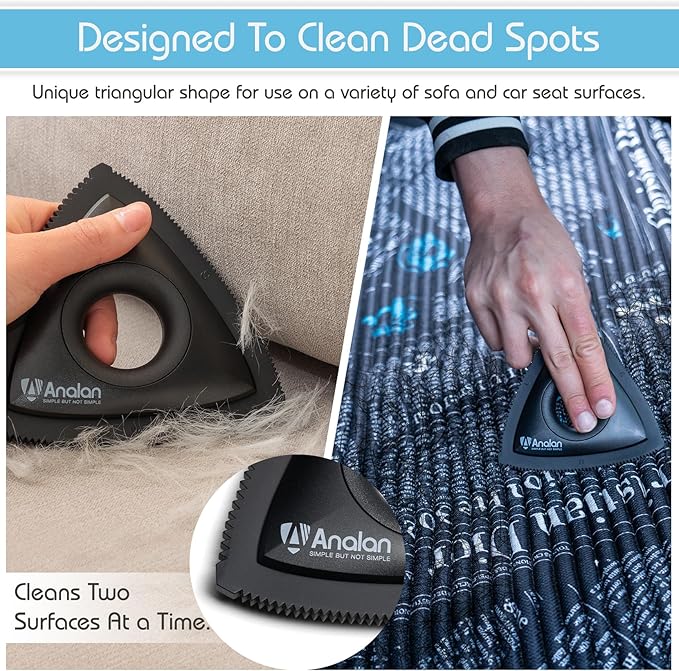 Analan Mini Pet Hair Remover for Car Detailing Dog Hair Tool Brush(Orange) | DeeCleaning, Reusable Rubber, Gentle on Fabrics, Triangle Design For Car Interiors, Couch, Rugs, Carpet, Mats & Furniture