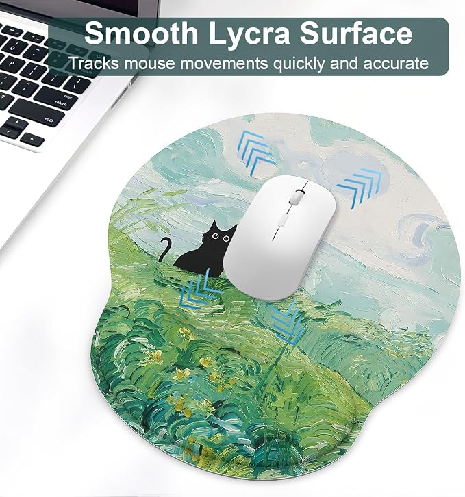 Ergonomic Mouse Pad with Wrist Rest and Keyboard Wrist Rest, Mousepad | Memory Foam Wrist Rest for Computer Keyboard, Pain Relief, Non-Slip Base, Mouse Pad with Wrist Support for Gaming, Pating Cat