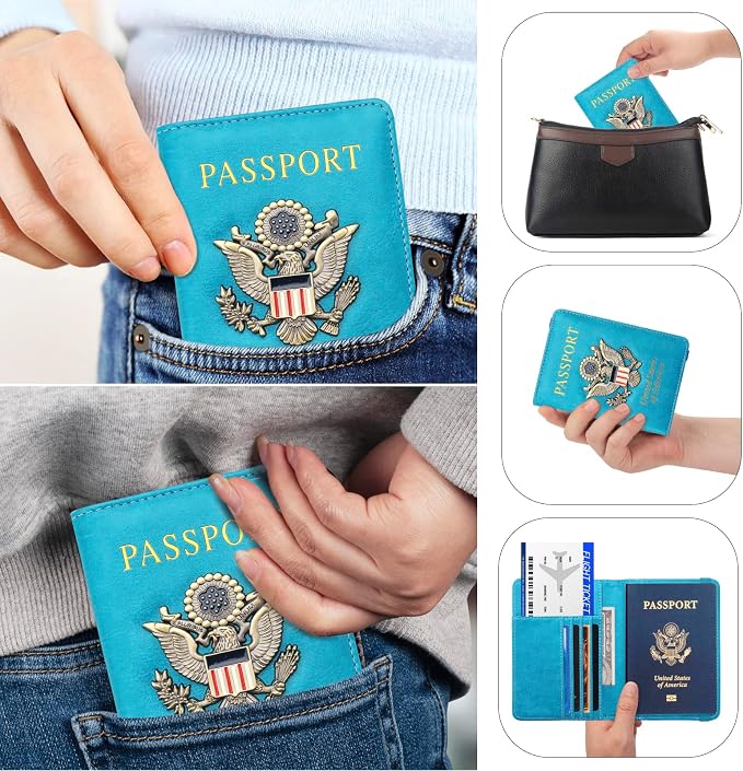 Premium Passport Holder for Travel RFID Blocking Passport Cover Slim | Passport Cover for Women Men Leather US Passport Wallet Case for Travel Passport Book Cover Travel Document Organizer Carrier