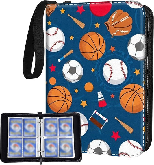 Baseball Football Card Binder Holder 480 Pockets with 60 Removable Sleeves, Portable Basketball Sports Trading Cards Binder Album Collector Organizer Protectors with Zipper,Waterproof