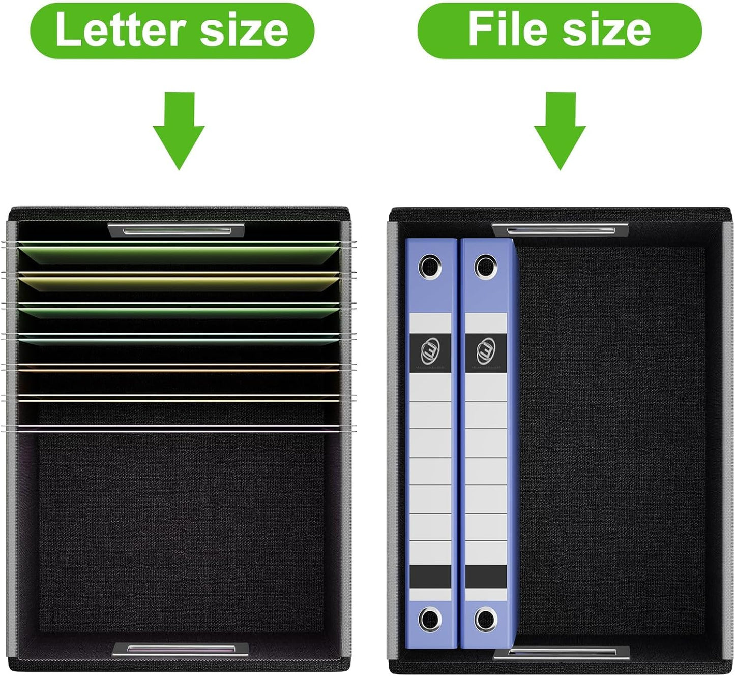 Huolewa Portable Leather File Organizer Storage Boxes, Collapsible File Folder Organizer Boxes with Lids, Document Organizer, Decorative Filing Box Cabinet for Letter/Legal File Folder Storage