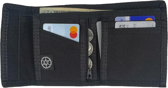 Sprocket Nylon Billfold Wallet with Zippered Coin Pocket (Black Ballistic)