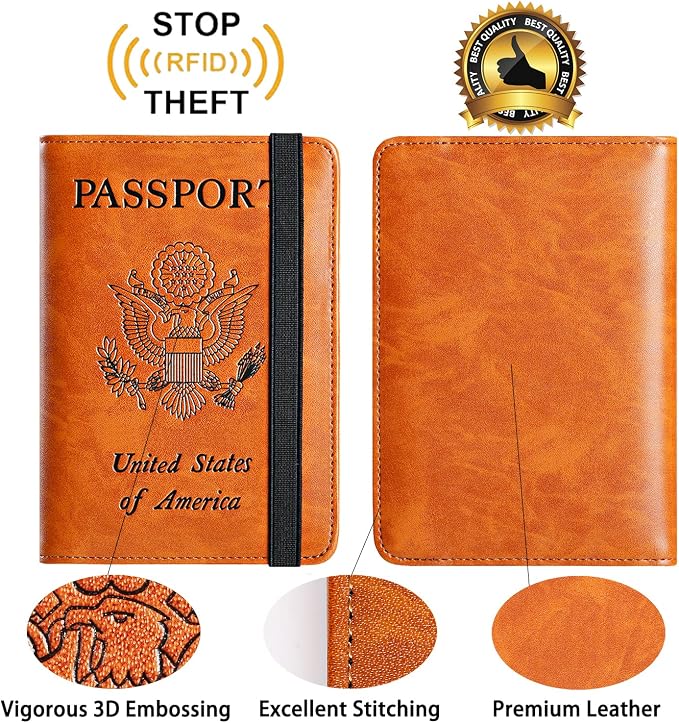 Passport Holder, Travel Essentials, Passport Cover, RFID Travel Wallet | Passport Wallet, Travel Accessories, RFID Blocking, Synthetic Leather Card Case, International Must Haves, For Women Men