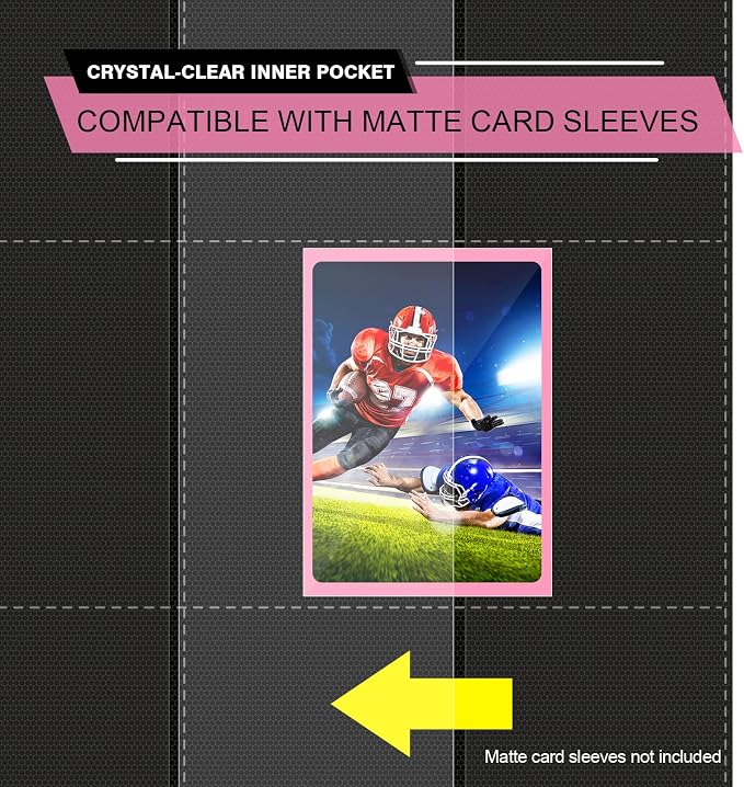 9 Pocket Pink Card Binder - Holds 432 Cards, 24 Double-Sided Clear Pages, Premium Zippered Cute Card Album Folder Compatible with Card Sleeves, Perfect for Sports MTG Game Card Collections(Pink)