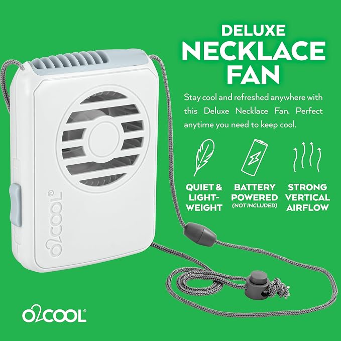 O2COOL Healthcare Wearable Necklace Fan 3.5 in Antimicrobial Ivory | Yes