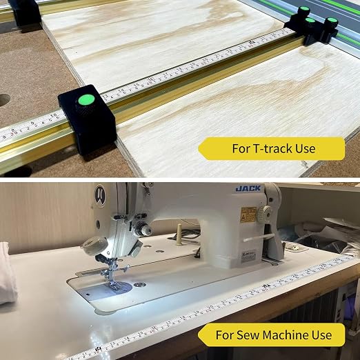 2-Pack Adhesive Measuring Tape for Workbenches, 158 Inch | 1/2-inch white ruler tape with imperial and metric scales; peel-and-stick design reads left to right.