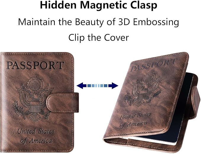 LOHASLIFE Passport Holder for Travel Essentials, Passport Cover Wallet | Leather Rfid Blocking Card Case, Travel Accessories, Vacation Luggage Must Haves, for Men Women