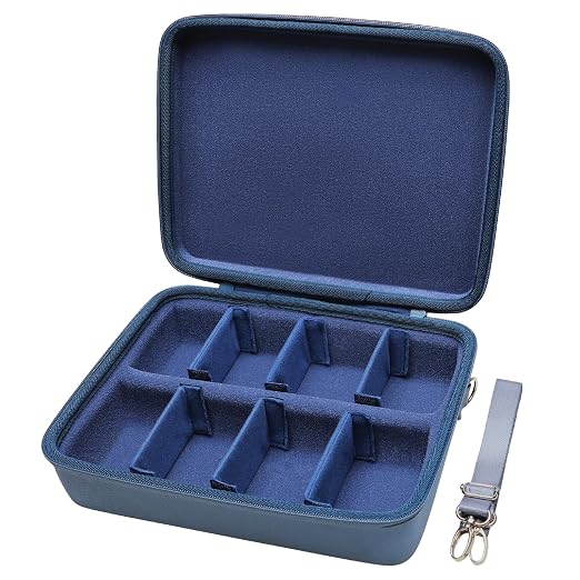 LTGEM Card Game Case Compatible with Cards Against Humanity/Magic the Gathering/UNO/Pokemen/Baseball/Football Cards 3000+, Trading Card Storage Box with 6 Dividers and Shoulder Strap, Blue