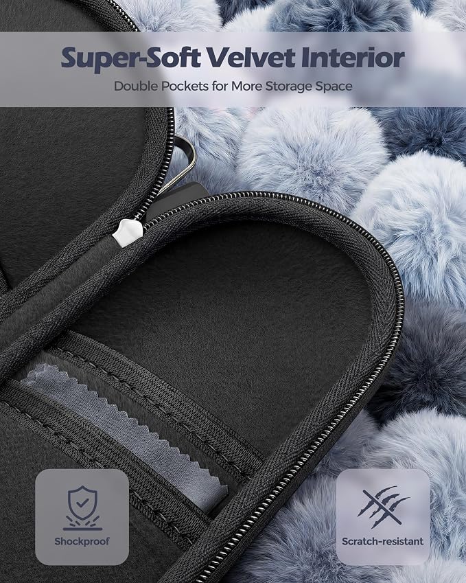 ProCase Hard Double Sunglasses Glasses Case for Men Women -Darkgrey | Hard EVA Shell Shockproof Dual Eyeglass Case with Metal Hook Velvet Lining, Travel Zipper Organizer for Couple Gifts