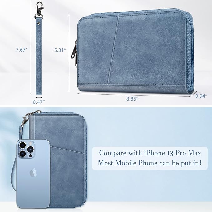 FINTIE Family Passport Holder Wallet Travel Document Organizer Clutch Bag | RFID Blocking Credit Cards Case Cover for Women Men