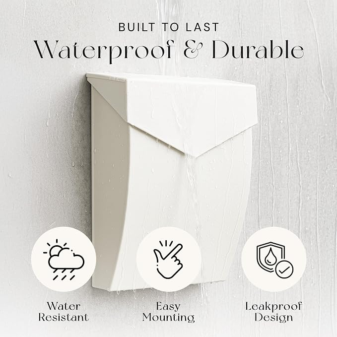 NACH Mailboxes for Outside Wall Mount, 4.8 x 10 x 13 inch White Wall Mounted Mailboxes for Outside, Waterpoof Mailbox for House - The Bradley Large Mail Box