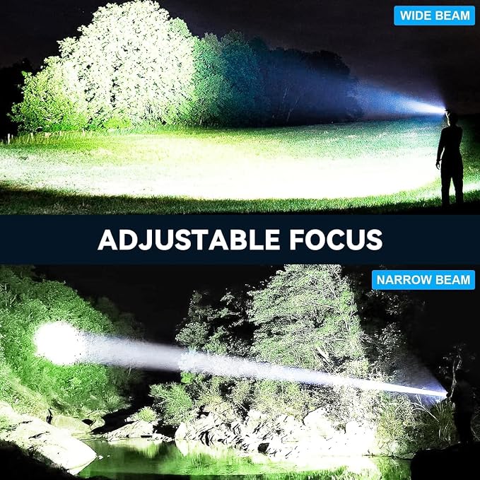 3 Pack Rechargeable LED Flashlights 990,000 Lumens, Adjustable, 5 Modes, IPX7 Waterproof, Powerful Handheld Flash Lights for Camping Hiking Emergency Home (M-3P)