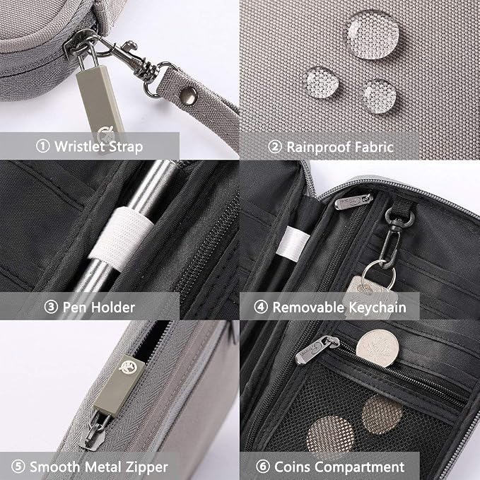VanFn RFID Travel Passport Wallet, Family Passport Holder, Trip Document Organizer P.Travel Series (Nylon - Grey)