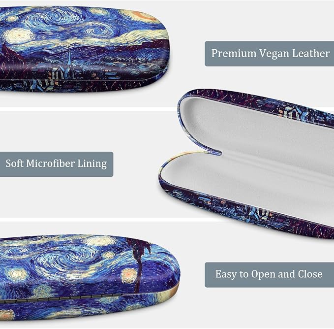 FINTIE Hard Shell Eyeglasses Case, Portable Protective Glasses Cover Eyeglass Holder Box with Cleaning Cloth for Men Women