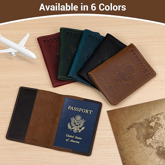 BIAOTIE Premium Leather Passport Holder Covers, Rfid Travel Wallet Passport Document Holder, Travel Essentials Wallet Cover Case for Men and Women (Green)