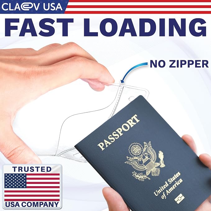 Claev Flexible and Tear Resistant Vertical 4x6 Passport & Card Holders (4x6 Extra Large (XXL), 250 Pack), Clear Zipperless ID Plastic Name Card Badge Holders for Travel, Conferences, Conventions | Bulk clear waterproof ID badge holders, fits 4 x 6 inse...