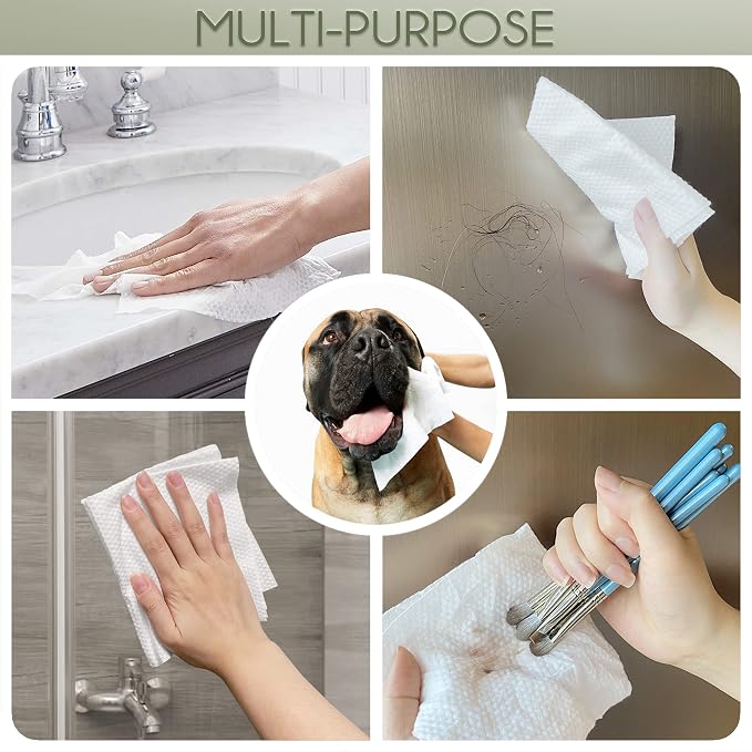Christmas Style WOWOTEX Disposable Face Towels 120 Count Large Dry Wipes | 10"×12", Extra Thick Soft and Sensitive Skin friendly, Clean Facial Towels for Skincare, Makeup Removal and Facial Cleansing