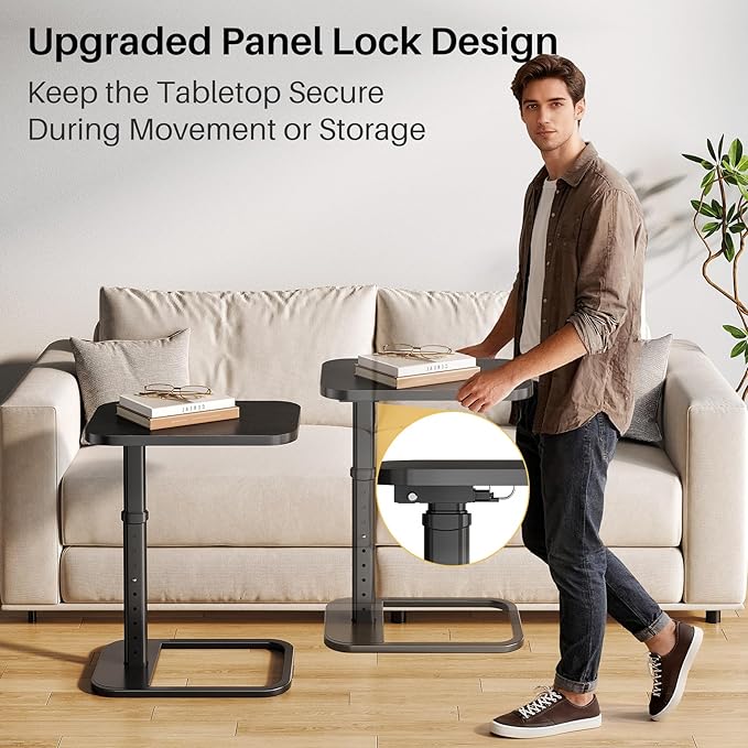 Adjustable Height TV Tray Table for Couch, Flip-Top Design | 19"-30" Height Range, 9-Position Lock System, Rounded Corners, Laptop Table, Snack Table, For Living Room & Bedroom
