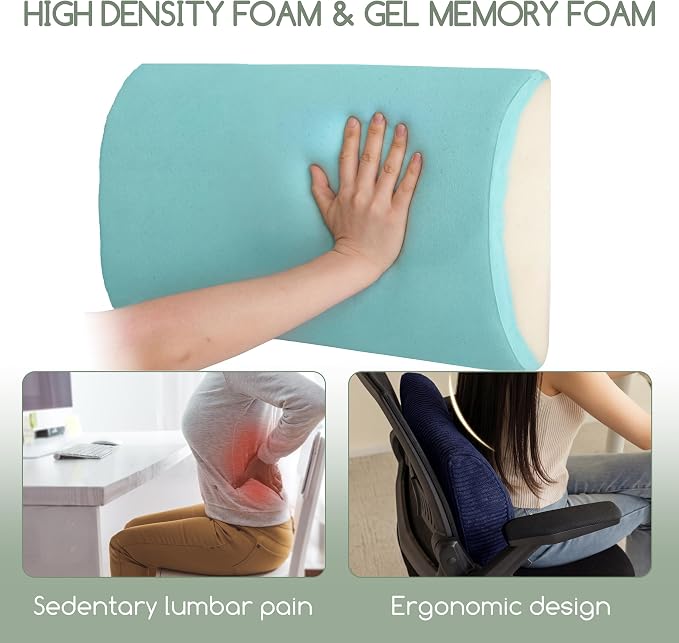 HIGOGOGO Lumbar Support Pillow for Recliner Chair/Accent Chair/Couch, Large Memory Foam Back Support Cushion for Elderly, Recliner Cushions for Back Rest, Pain Relief, Reading, Washable Cover, Navy