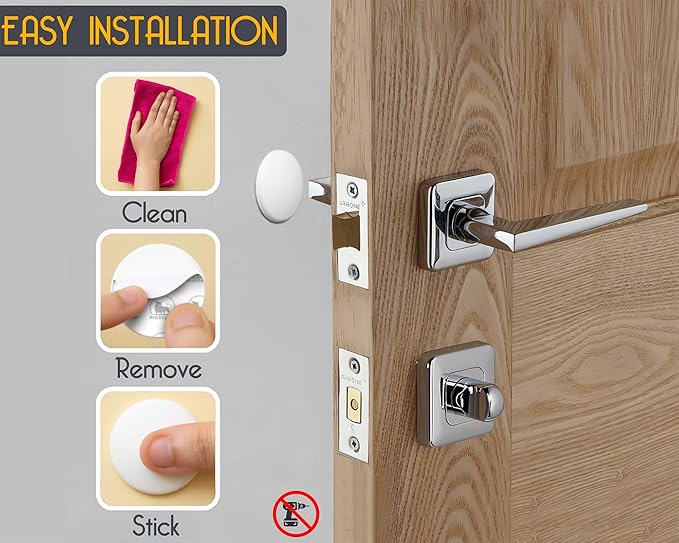 Door Stoppers - Medium 2" (6 Pack) - Door Stoppers for Wall with Strong Back Adhesive - Quiet and Shock Absorbent Silicone Wall Protectors from Door Knobs - Protects Every Surface - White