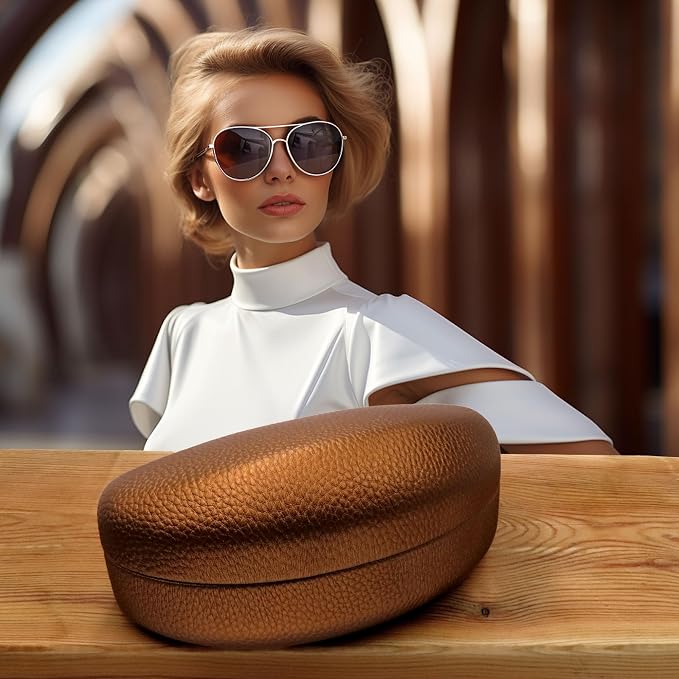 MyEyeglassCase® Large Hard Sunglasses Case | fits Large curved Sunglasses, with microfiber bag and cleaning cloth
