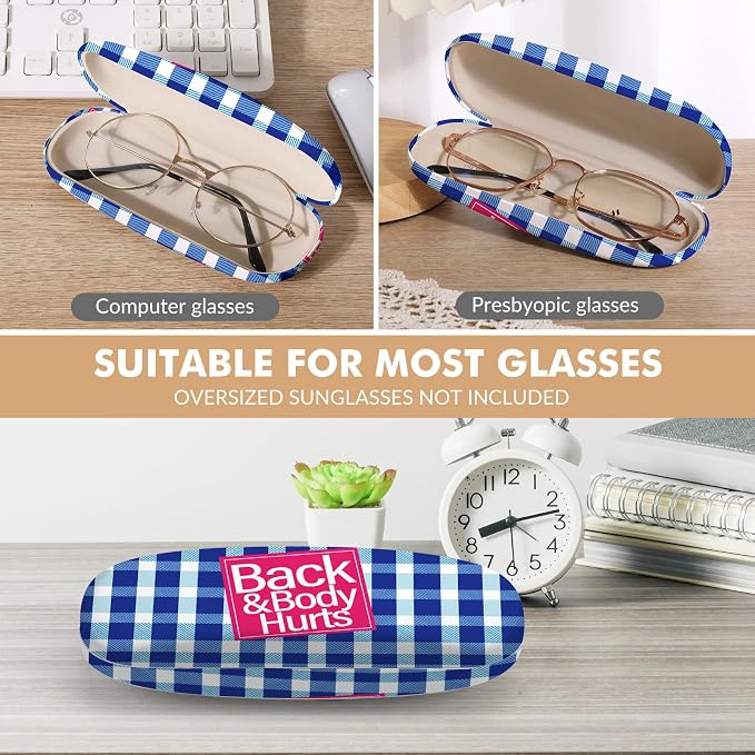 Glasses Case Hard Shell,Portable Protective Eyeglasses Case, Eyeglass Holder Box with Cleaning Cloth, for men women