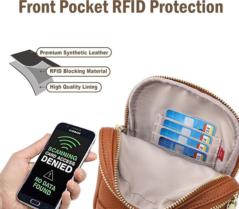 Anti Theft Crossbody Bag for Women, Small RFID Blocking Sling Purse with Zipper Lock for Travel, Vegan Leather