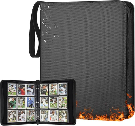 GERMUN 3 Ring 9 Pocket Zipper Card Binder, 720 Double Sided Standard PU Trading Card Album Folder for TCG & Sports Cards, Not Fit Top Loaders (Black)