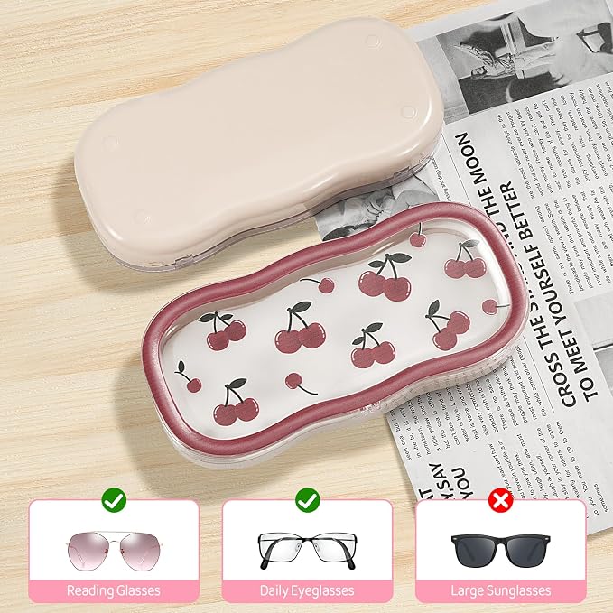 MoKo Glasses Case Hard Shell, Cute Eyeglass Case for Reading Glasses, Clear Eyeglasses Case for Women Girls