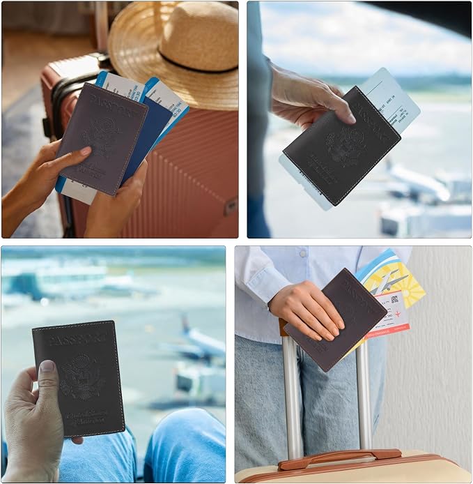 Genuine Leather Passport Cover – Passport Holder for Men & Women – Crazy Horse Leather Travel Wallet Brown