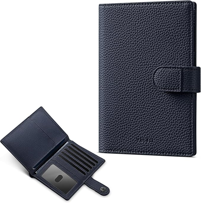 VULKIT Dual Passport Wallet for 2 Passports Airtag Holder RFID Blocking Travel Wallets
