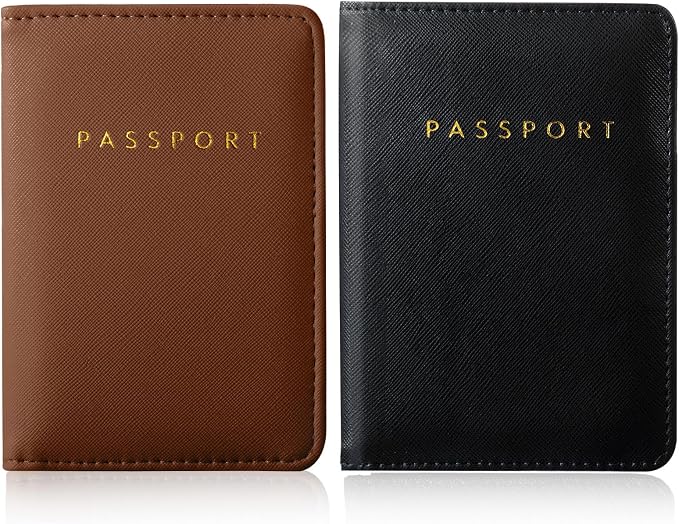2 Pcs Passport Cover Holder for Travel Waterproof Leather Passport Wallet Case Book Travel Cruise Essentials for Women Men | 2 Pieces