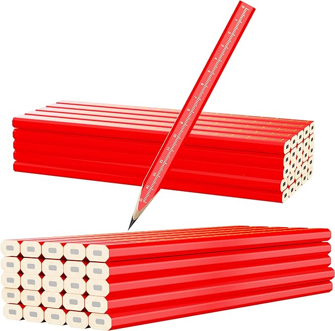 RONDURE 25-Pack Carpenter Pencils for Construction Woodworking Precise Markings -Contractor Framing Pencil (25 pcs)