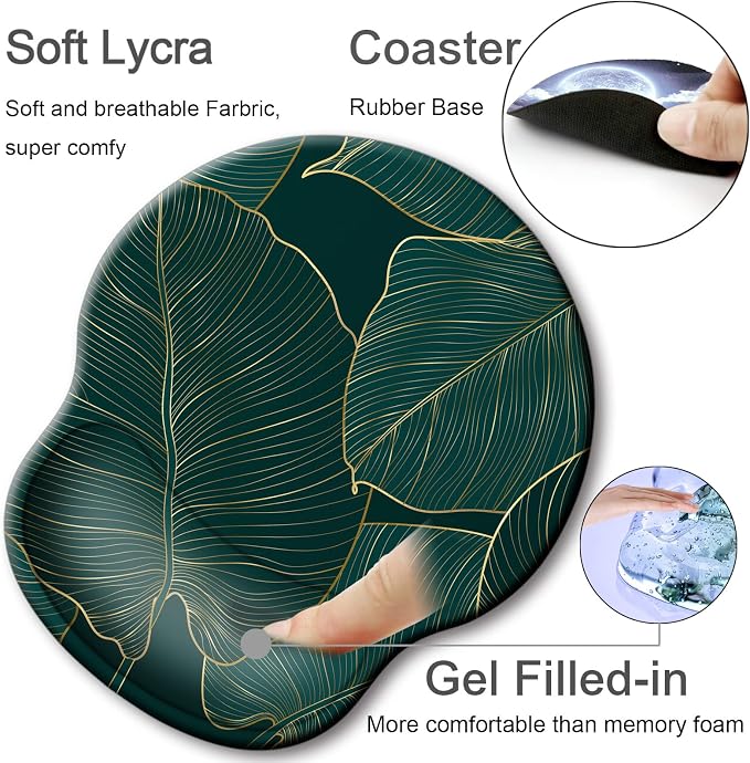 Ergonomic Mouse Pad with Wrist Rest Support,Gel Mouse Pads for Desk | Big Mousepad With Coaster Non-slip & Pain Relief for Computer, Home&Office Desk Decor