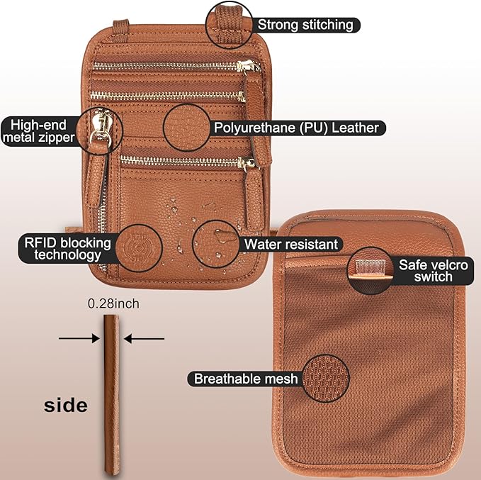 Neck Wallet for Traveling Women Men, RFID Blocking Leather Travel Pouch | Passport Holder, Family Travel Document Organizer Passport Wallets,International Travel Must Haves Travel Accessories
