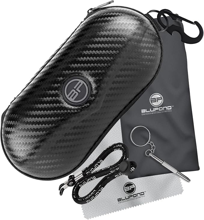 BLUPOND Sunglasses Case Semi Hard EVA Shell with Metal Hanging Hook Belt Clip Sun Glasses Storage