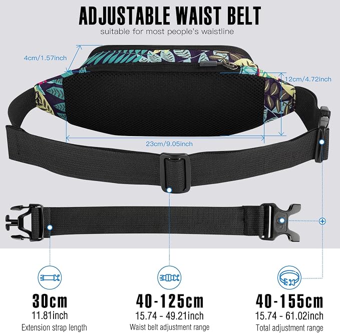 WATERFLY Fanny Pack Waist Bag: Small Hip Pouch Bum Bag Fannie Pack Phanny Fannypack Waistpack Bumbag Beltbag Sport Slim Fashionable for Jogging Hiking Hiker Woman Man | Adjustable extender strap, Slim compact, Water-resistant durable material, Breathab...
