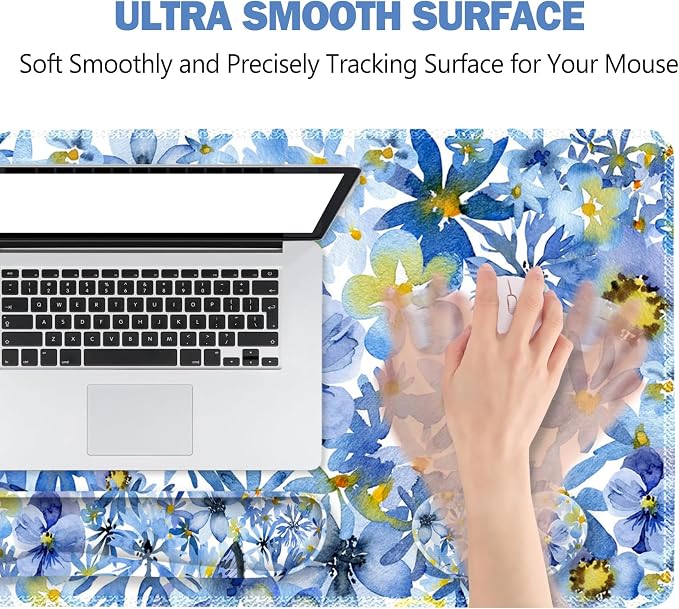 ToLuLu Gaming Mouse Pad, Ergonomic Keyboard Mouse Wrist Rest Support Set | Large Extended Desk Mat with Stitched Edges, Non-Slip Base Memory Foam Mousepad for Home Office Game Study, Butterfly Flower