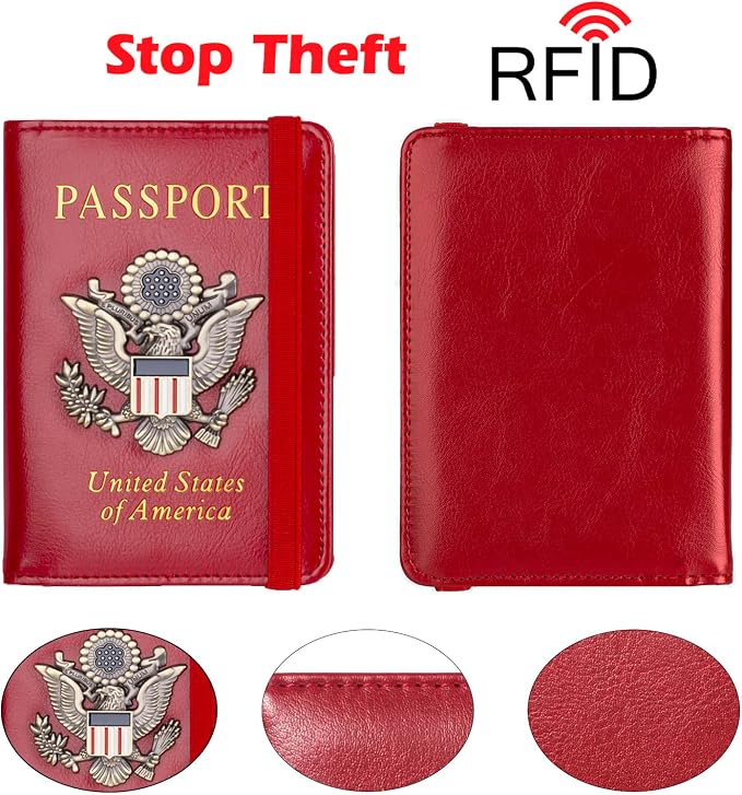 Premium Passport Holder for Travel RFID Blocking Passport Cover Slim | Passport Cover for Women Men Leather US Passport Wallet Case for Travel Passport Book Cover Travel Document Organizer Carrier