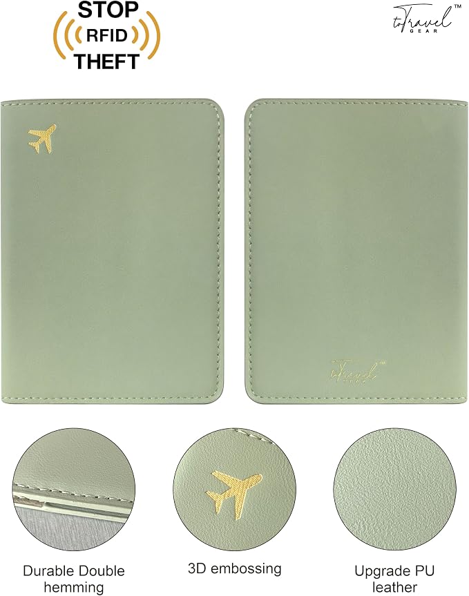 Passport Holder for Travel, RFID Blocking Waterproof PU Leather Travel Passport Cover Case Wallet